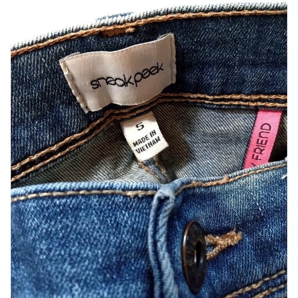 Sneak Peak Like New Boyfriend Denim Jeans Cute Stylish Patches and Rips Size 5 - Picture 4 of 9